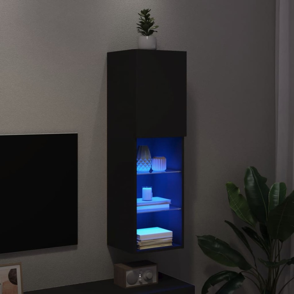 Mueble para TV con luces LED negro 30,5x30x102