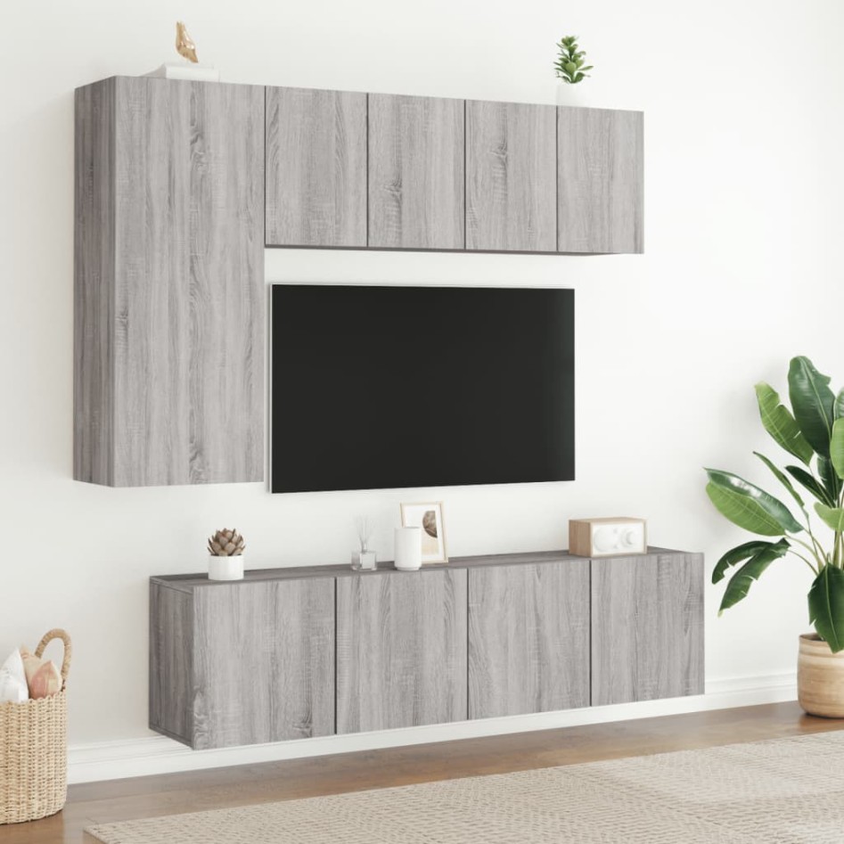 Muebles para TV de pared 2 unidades gris Sonoma 60x30x41