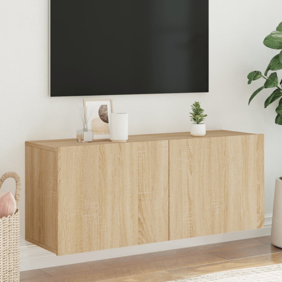 Mueble para TV de pared roble Sonoma 100x30x41