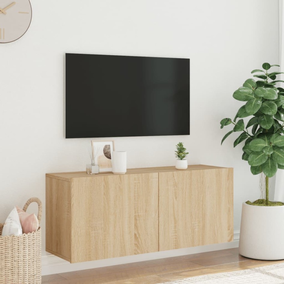 Mueble para TV de pared roble Sonoma 100x30x41