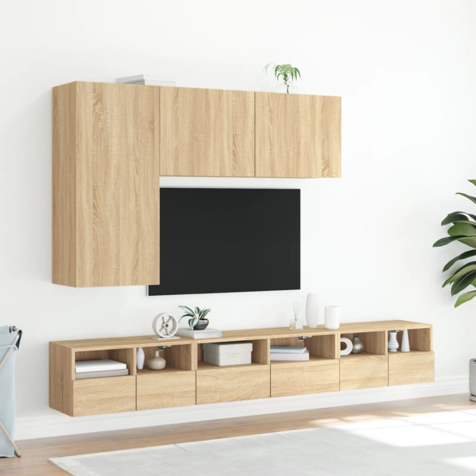 Mueble para TV de pared roble Sonoma 100x30x41