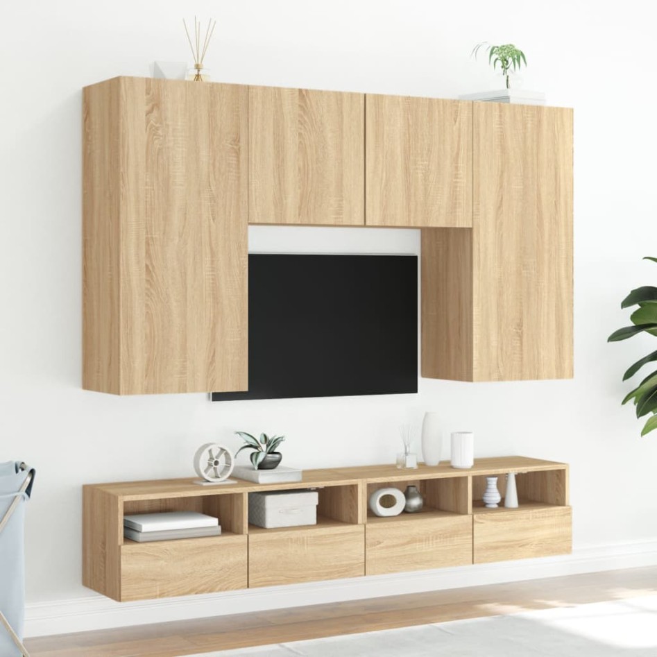 Muebles de pared para TV 2 uds madera roble Sonoma 100x30x30