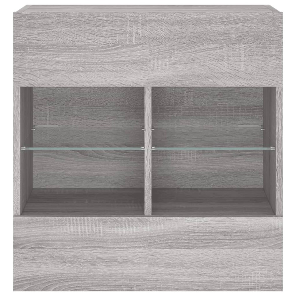 Mueble de TV de pared con luces LED gris Sonoma 58,5x30x60,5