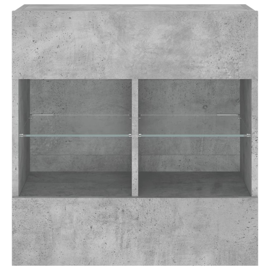 Mueble TV de pared con luces LED gris hormigón 58,5x30x60,5