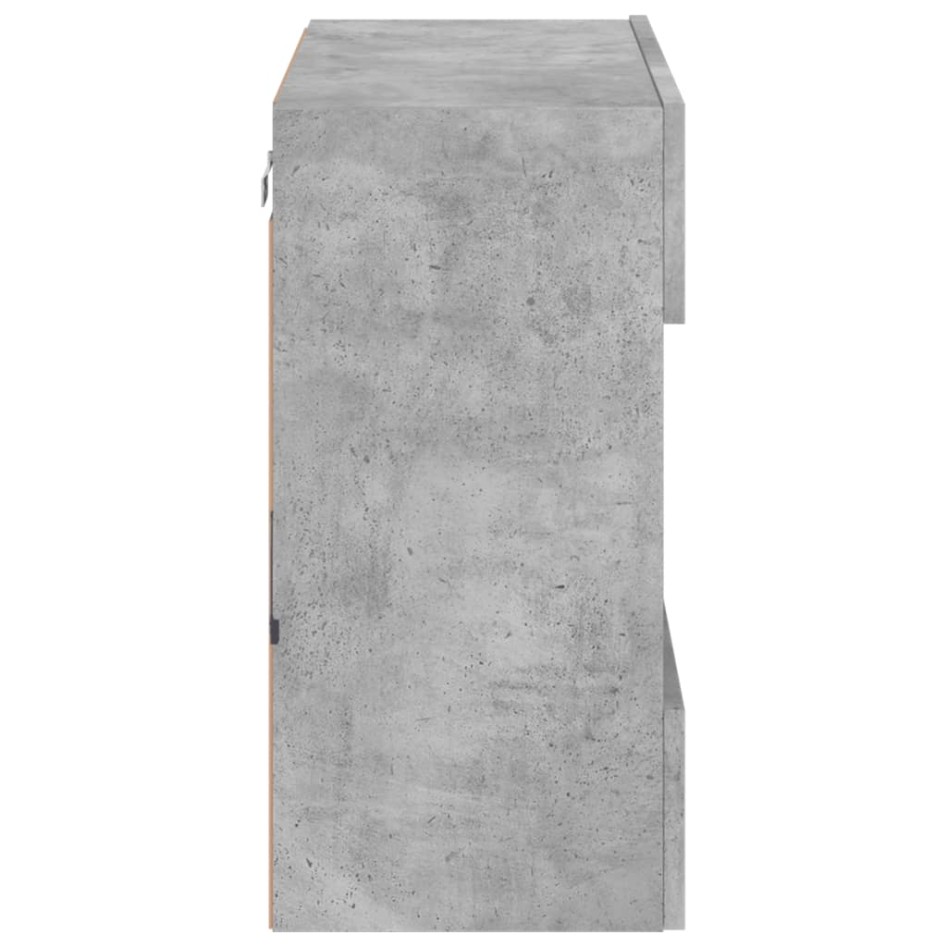 Mueble TV de pared con luces LED gris hormigón 58,5x30x60,5