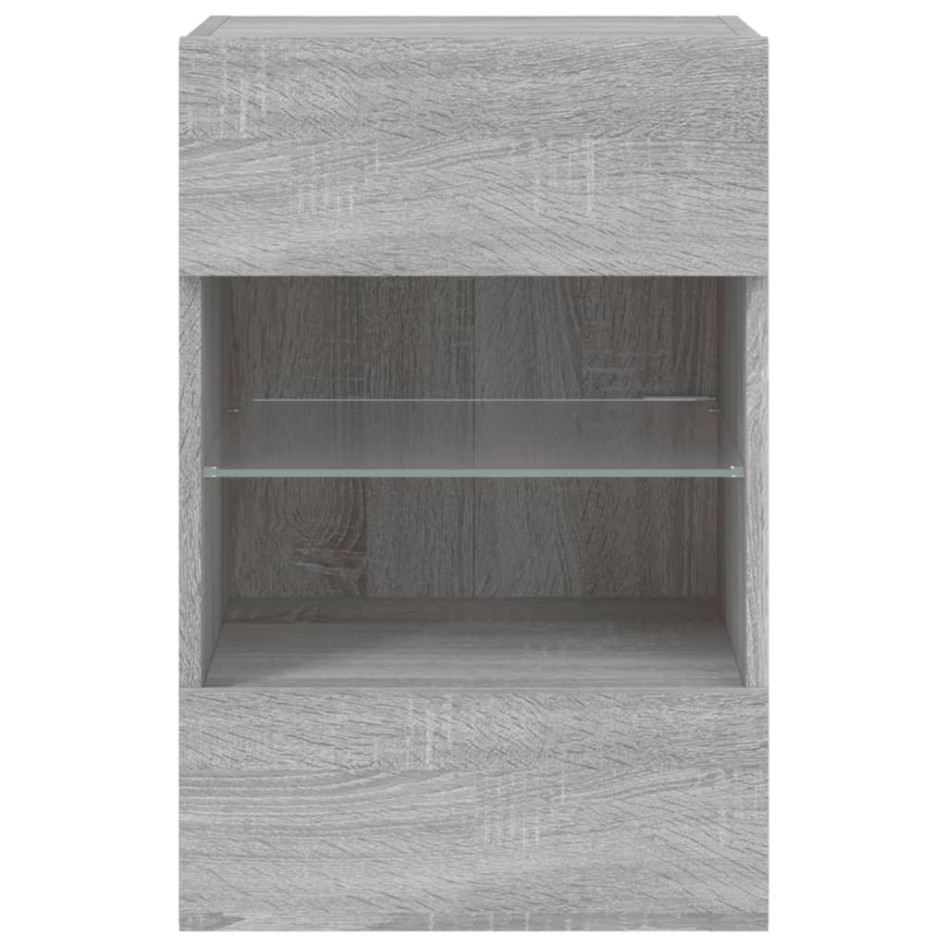 Mueble de TV de pared con luces LED gris Sonoma 40x30x60,5