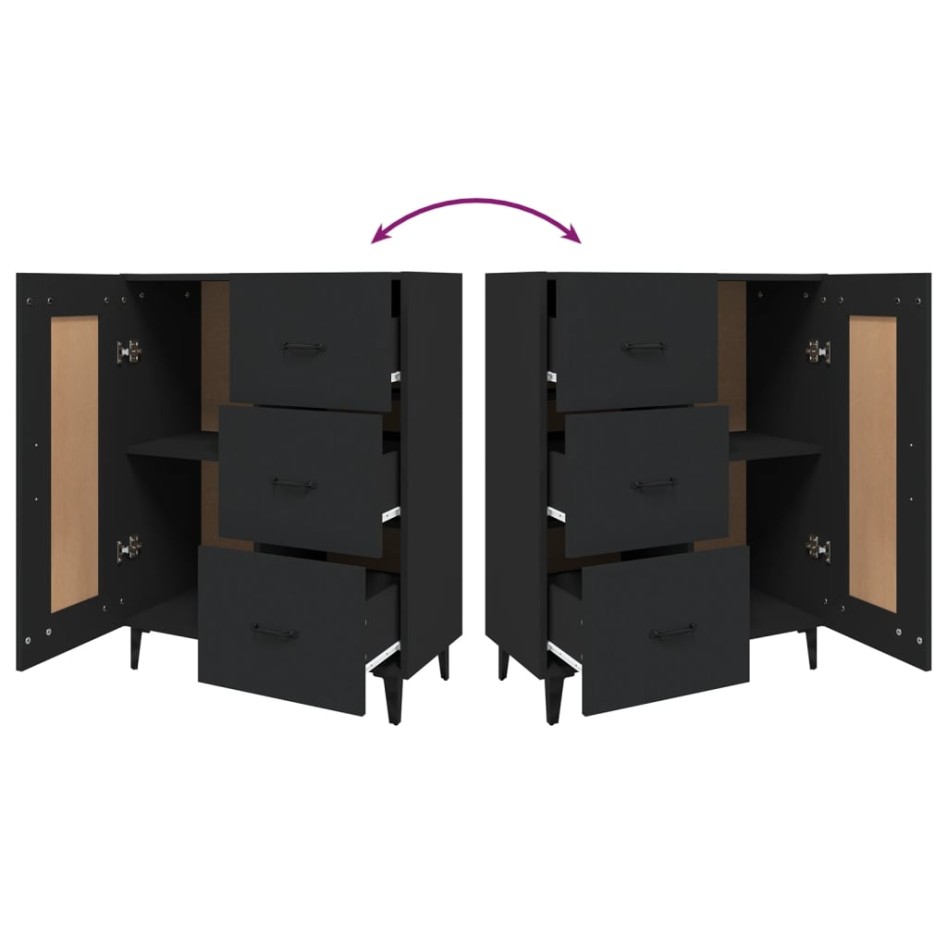 Aparador de madera contrachapada negro 69,5x34x90