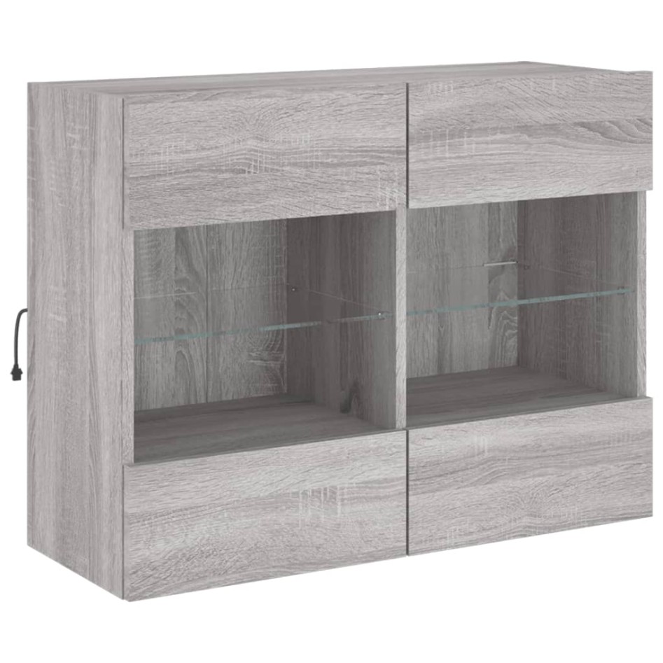 Mueble de TV de pared con luces LED gris Sonoma 78,5x30x60,5