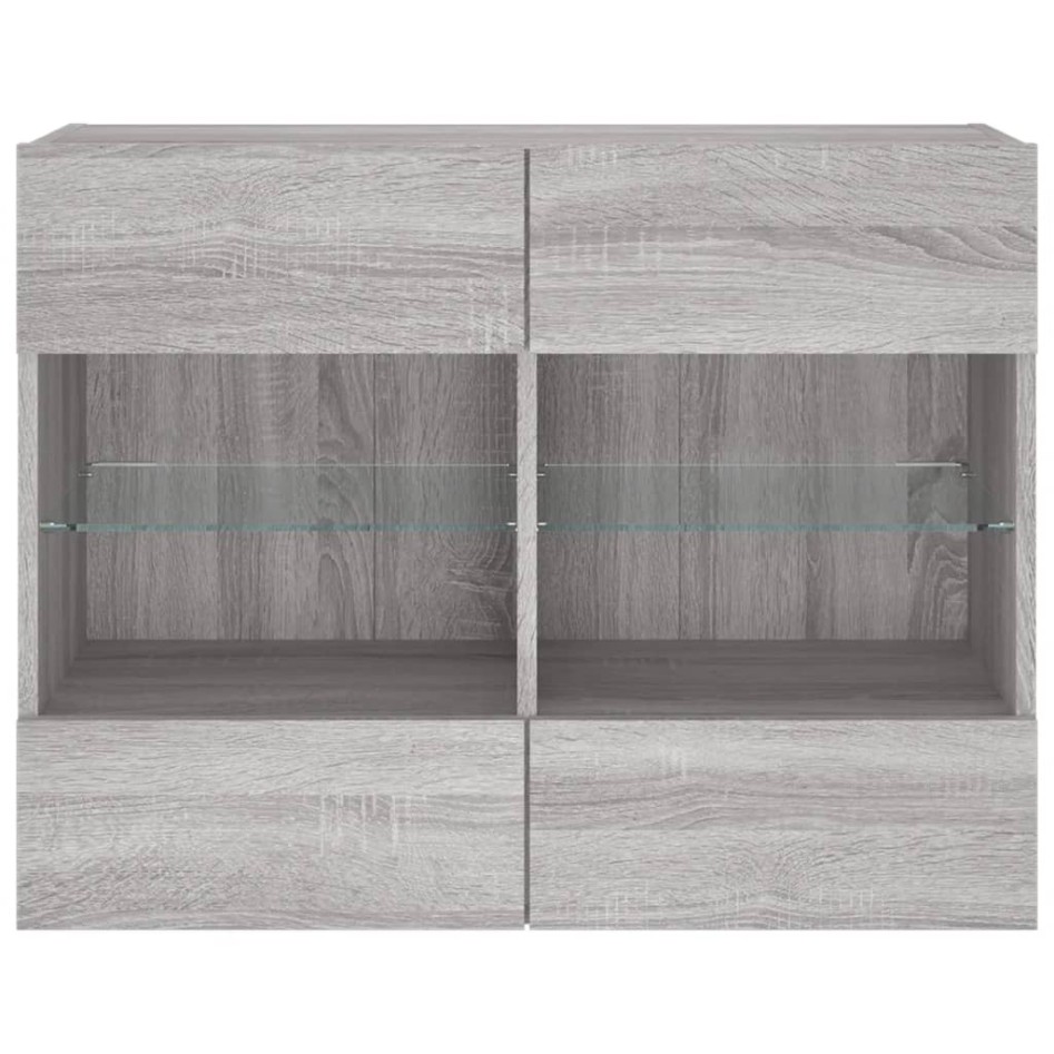 Mueble de TV de pared con luces LED gris Sonoma 78,5x30x60,5