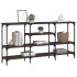 Mesa consola madera de ingeniería marrón roble 160x29x80