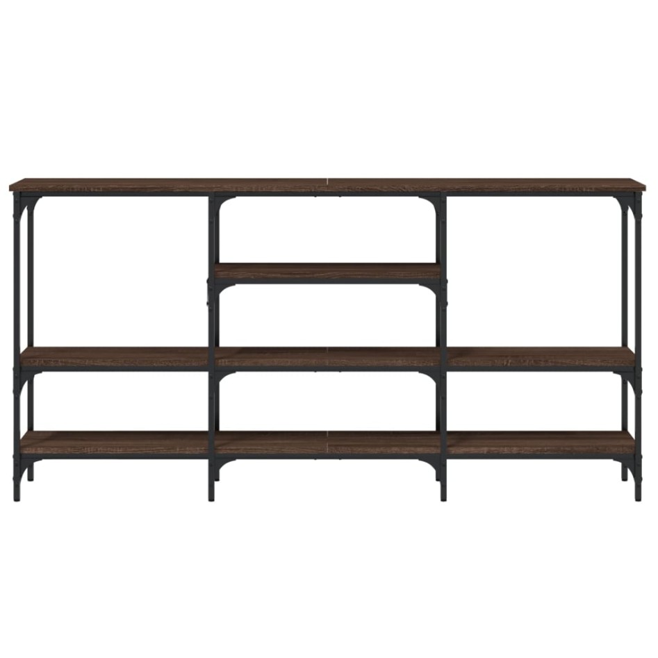 Mesa consola madera de ingeniería marrón roble 160x29x80