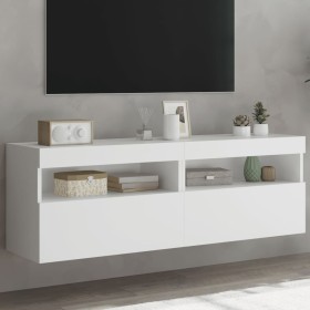 Muebles de TV de pared con luces LED 2 uds blanco 60x30x40