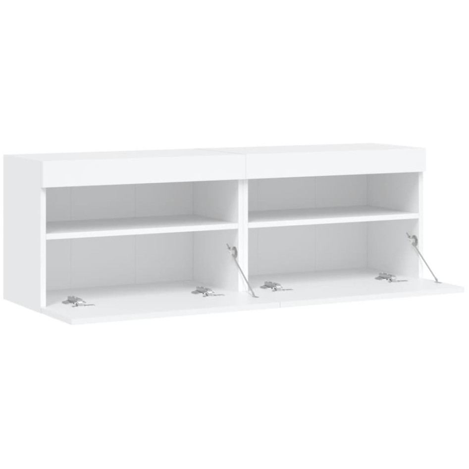 Muebles de TV de pared con luces LED 2 uds blanco 60x30x40