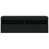 Muebles de TV de pared con luces LED 2 uds negro 60x30x40