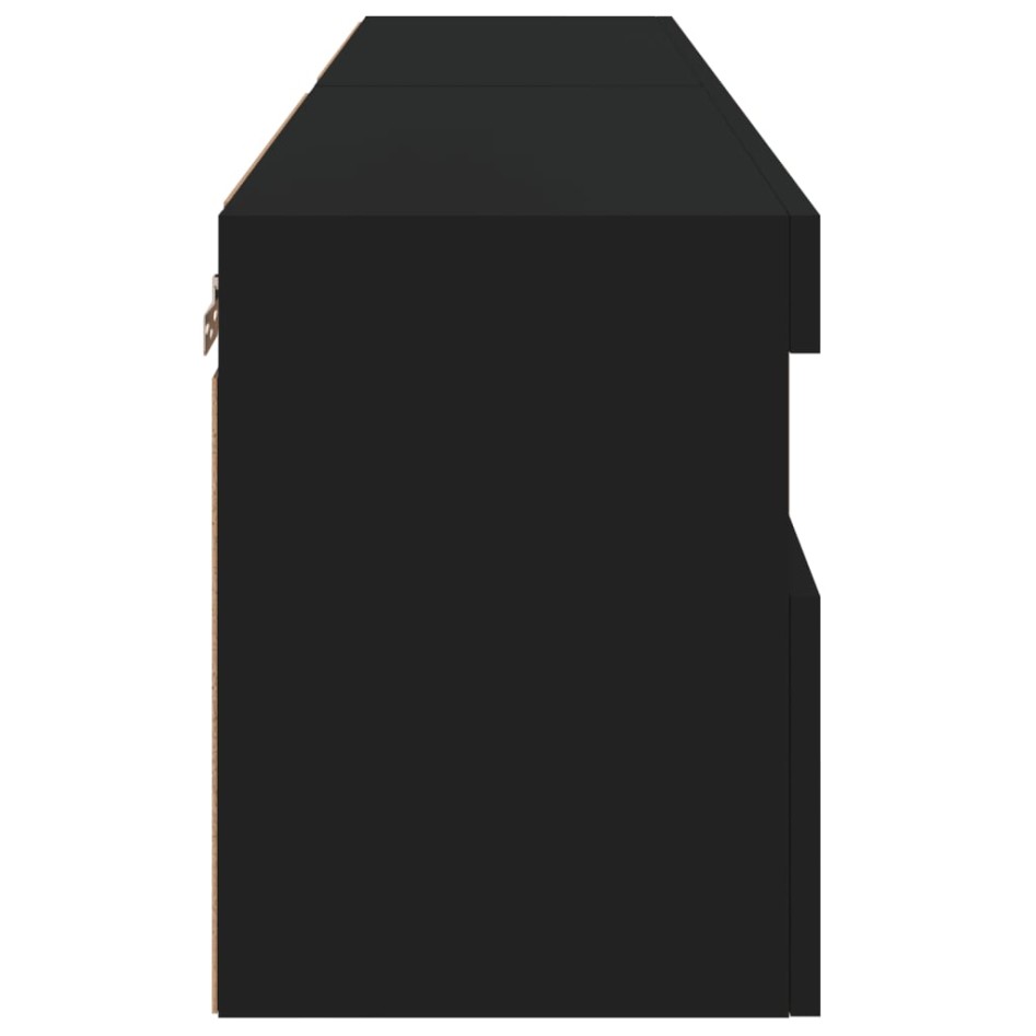 Muebles de TV de pared con luces LED 2 uds negro 60x30x40