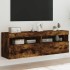 Muebles TV de pared luces LED 2 uds roble ahumado 60x30x40