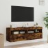 Muebles TV de pared luces LED 2 uds roble ahumado 60x30x40