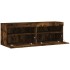 Muebles TV de pared luces LED 2 uds roble ahumado 60x30x40