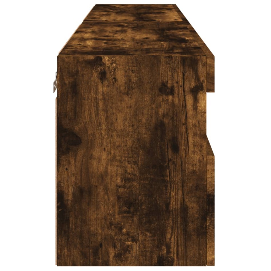 Muebles TV de pared luces LED 2 uds roble ahumado 60x30x40