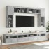 Muebles TV de pared luces LED 2 uds gris hormigón 60x30x40