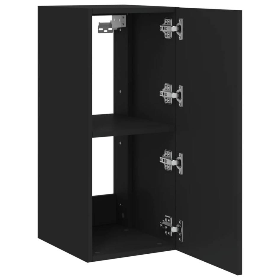 Muebles de TV de pared con luces LED 2 uds negro 30,5x35x70