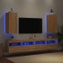 Muebles de TV pared luces LED 2 uds roble Sonoma 30,5x35x70