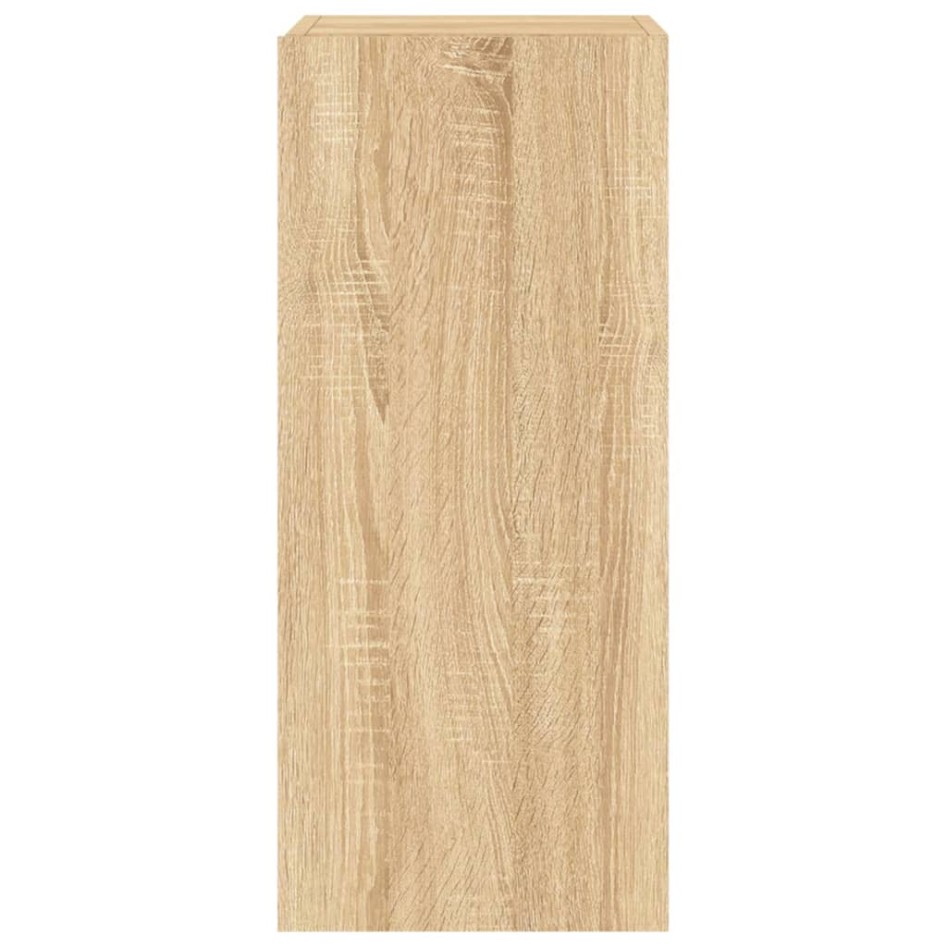 Muebles de TV pared luces LED 2 uds roble Sonoma 30,5x35x70