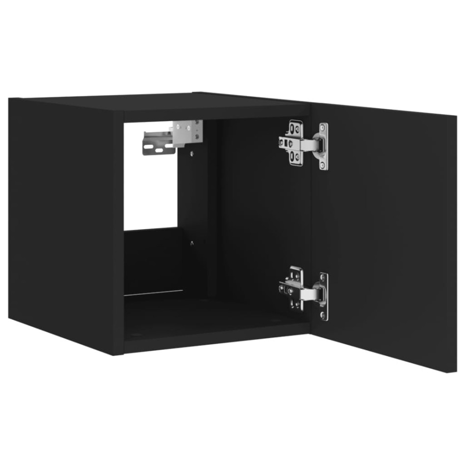 Muebles de TV de pared con luces LED 2 uds negro 30,5x35x30