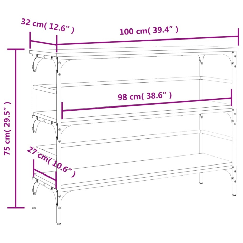 Mesa consola madera de ingeniería roble ahumado 100x32x75