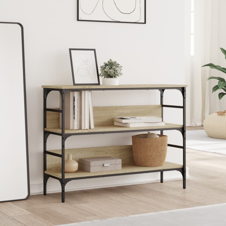 Mesa consola madera de ingeniería roble Sonoma 100x32x75