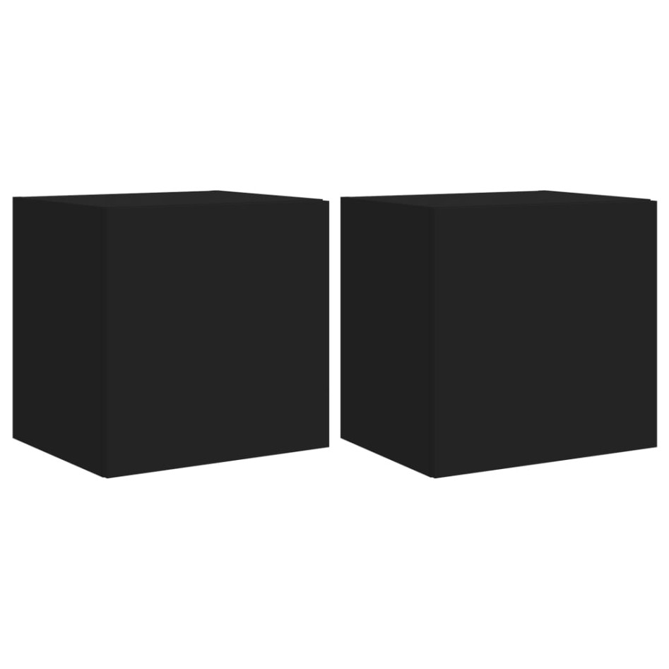 Muebles de TV de pared con luces LED 2 uds negro 40,5x35x40