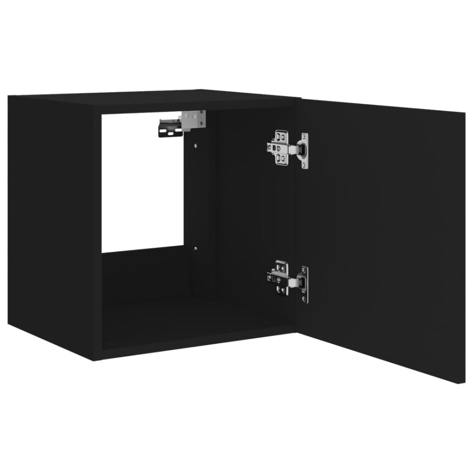 Muebles de TV de pared con luces LED 2 uds negro 40,5x35x40