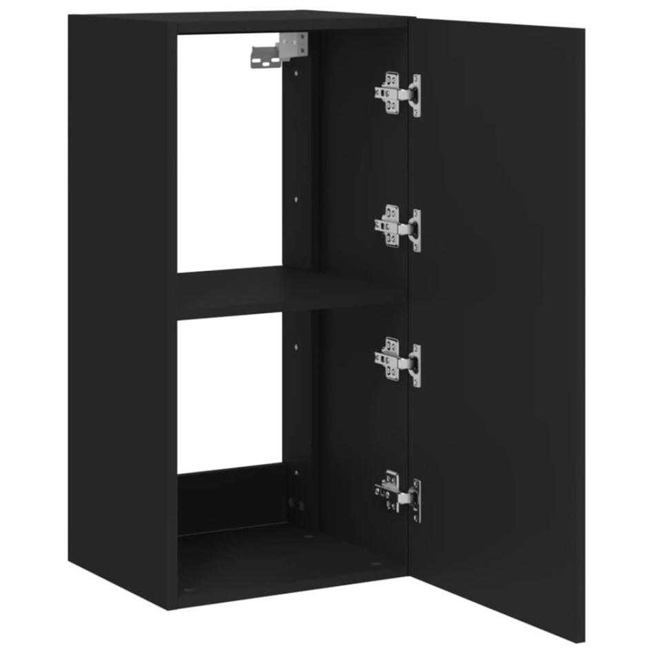 Mueble de TV de pared con luces LED negro 40,5x35x80