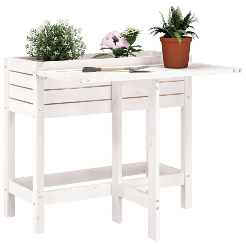 Jardinera con tapa plegable madera maciza de pino