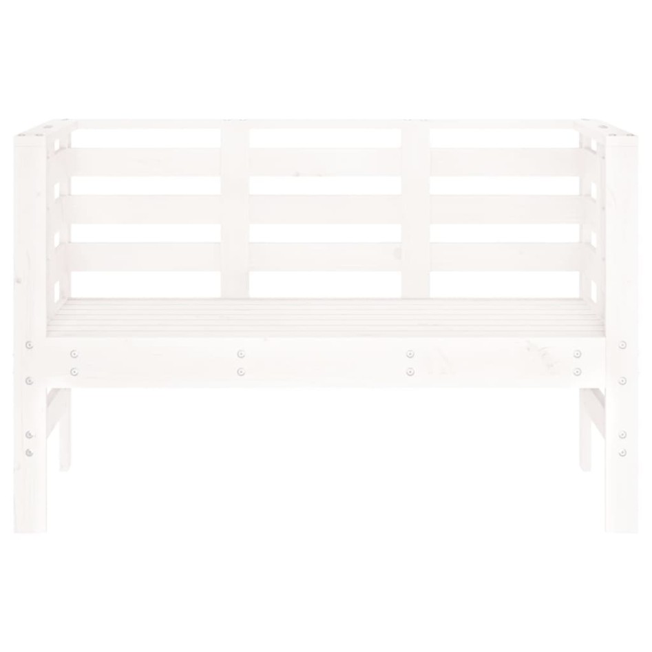 Banco de jardín madera maciza de pino blanco 111,5x53x71