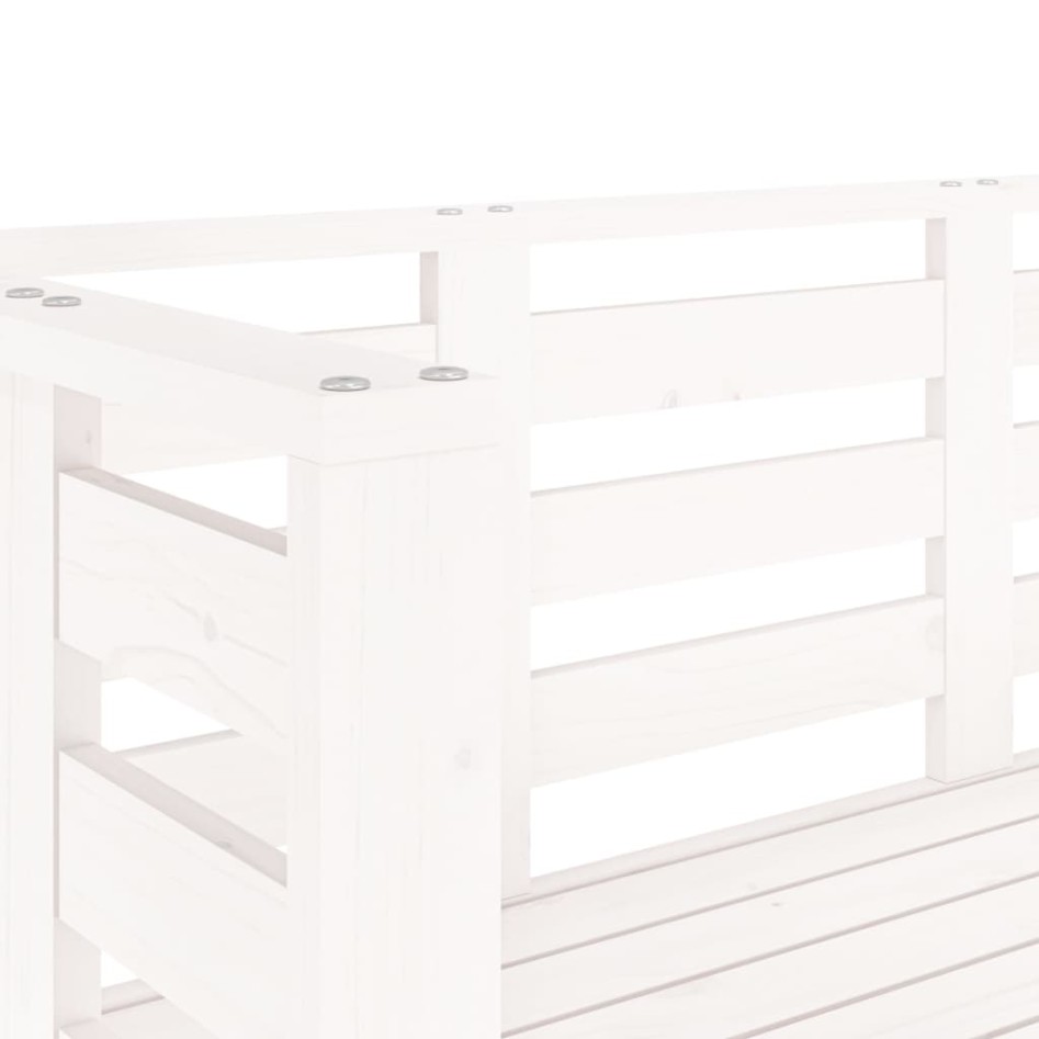 Banco de jardín madera maciza de pino blanco 111,5x53x71
