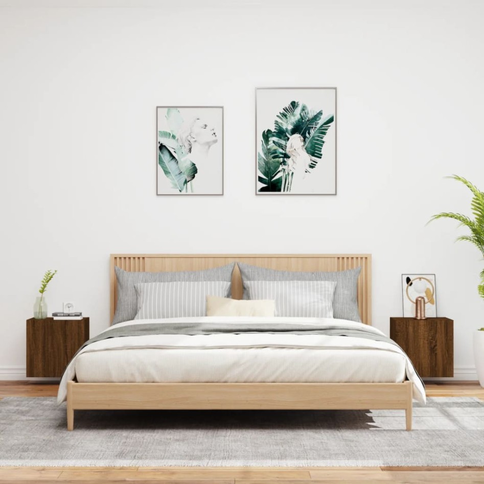 Muebles de TV de pared 2 uds madera marrón roble 40,5x30x40