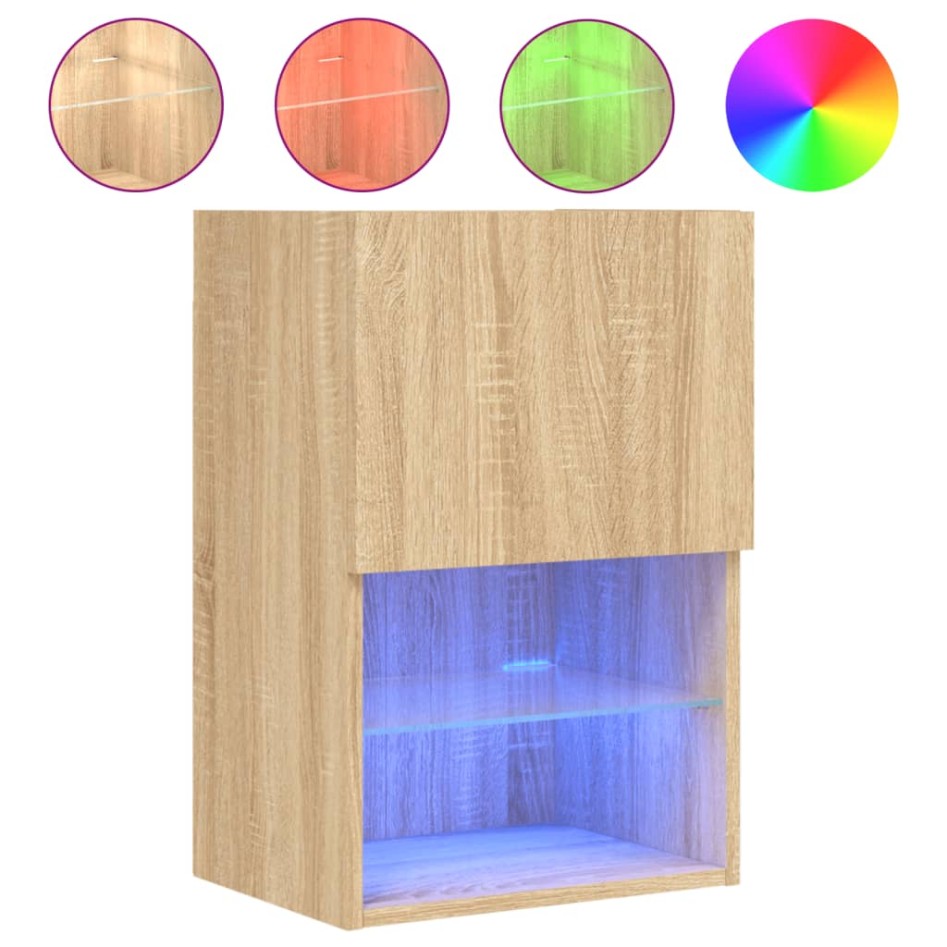 Muebles de TV con luces LED 2 uds roble Sonoma 40,5x30x60