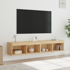 Muebles de TV con luces LED 2 uds roble Sonoma 80x30x30