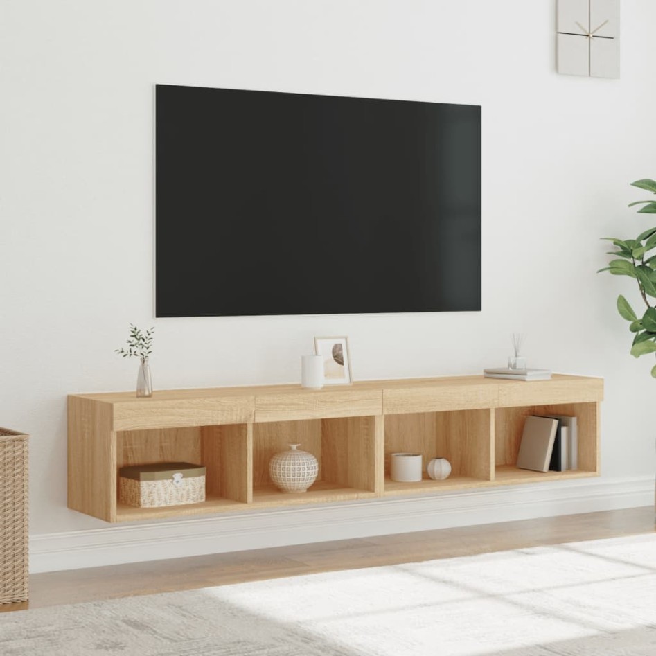 Muebles de TV con luces LED 2 uds roble Sonoma 80x30x30