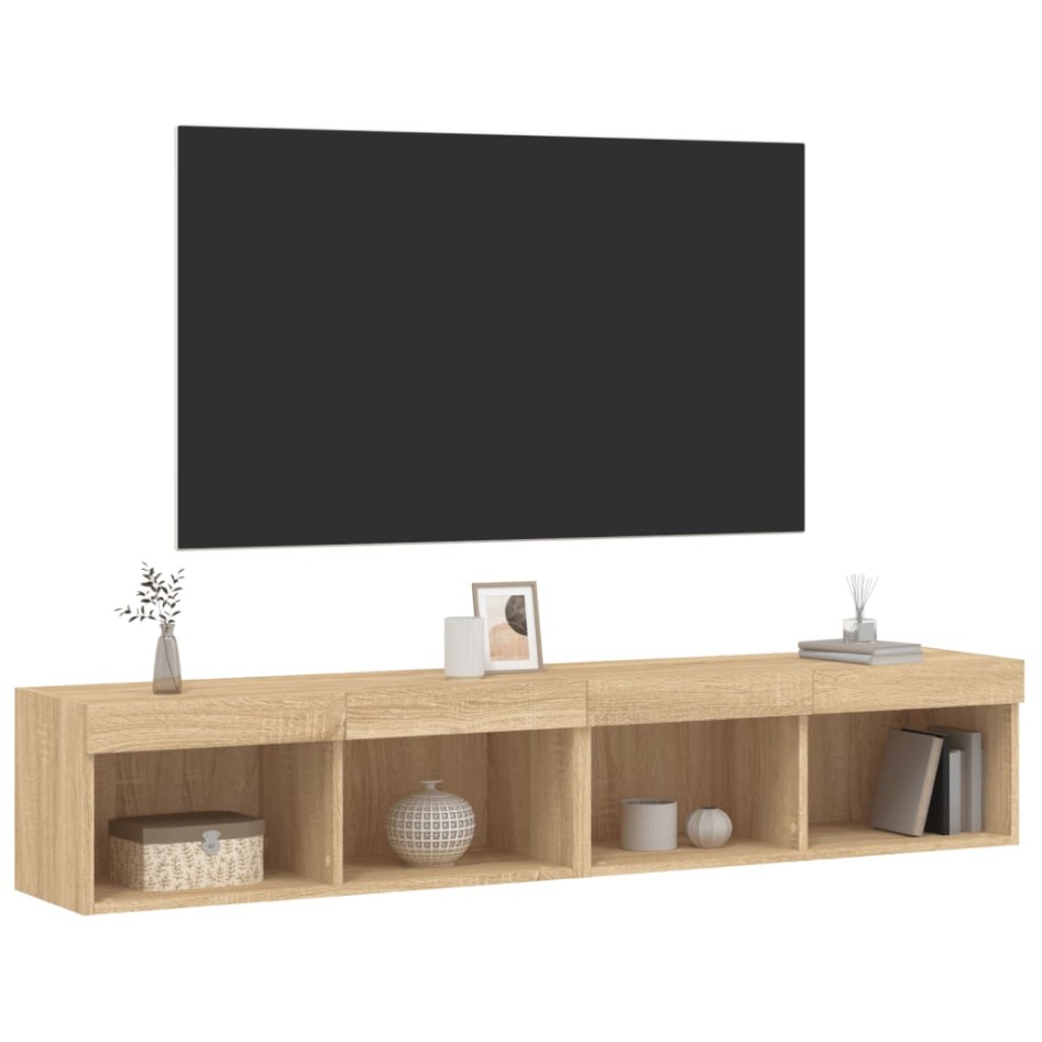 Muebles de TV con luces LED 2 uds roble Sonoma 80x30x30