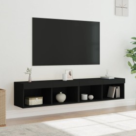 Muebles de TV con luces LED 2 uds negro 80x30x30