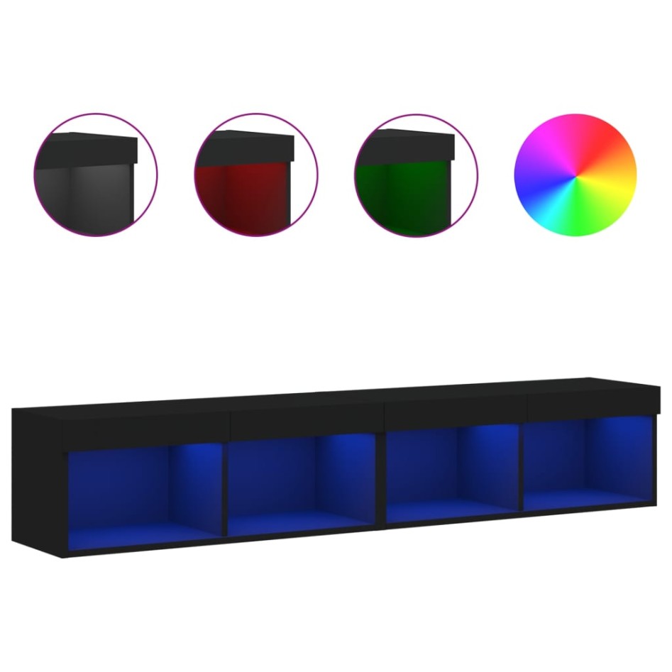 Muebles de TV con luces LED 2 uds negro 80x30x30