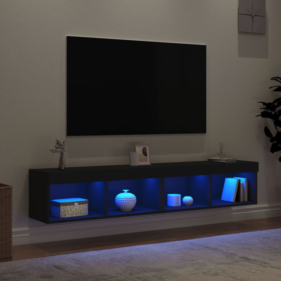 Muebles de TV con luces LED 2 uds negro 80x30x30