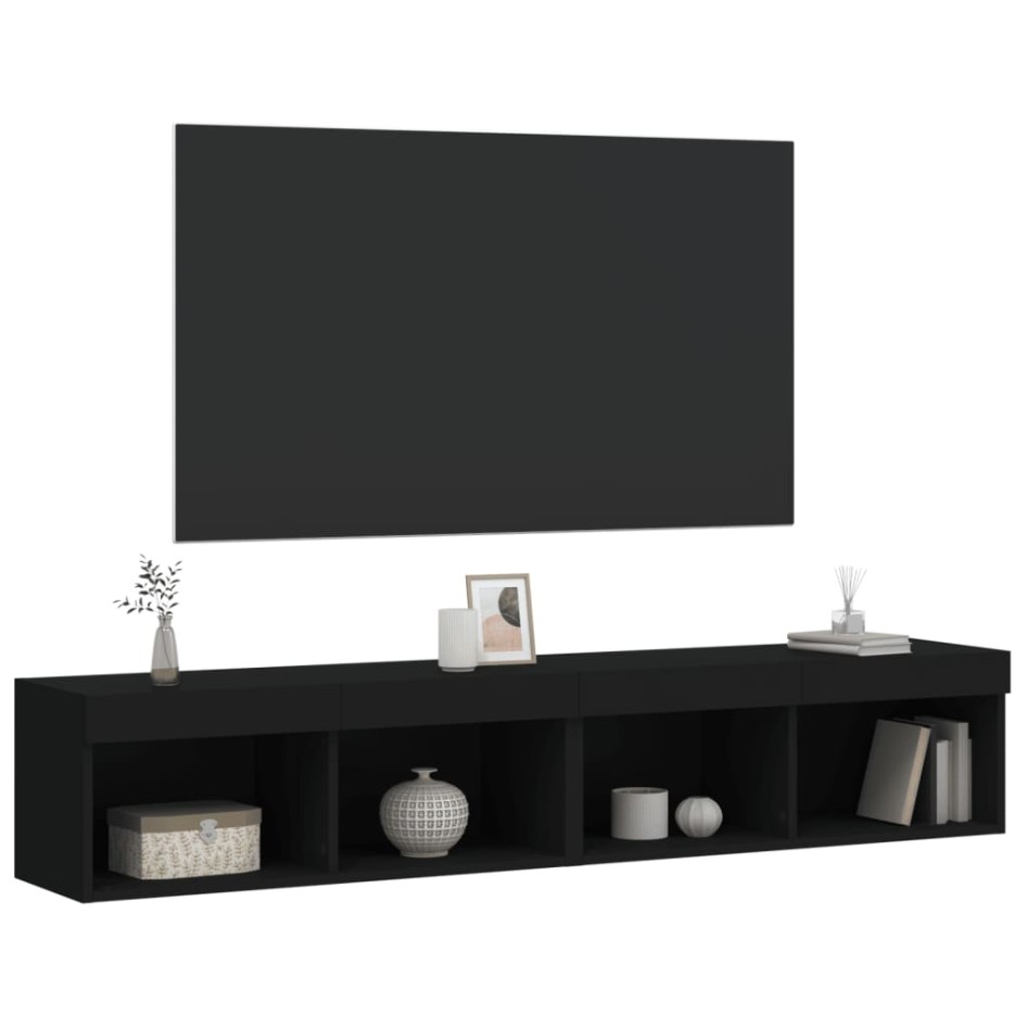 Muebles de TV con luces LED 2 uds negro 80x30x30