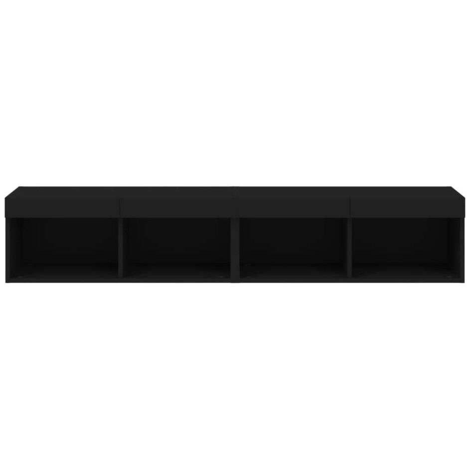 Muebles de TV con luces LED 2 uds negro 80x30x30