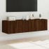Muebles de TV de pared luces LED 2 uds marrón roble 60x35x31