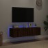 Muebles de TV de pared luces LED 2 uds marrón roble 60x35x31