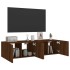 Muebles de TV de pared luces LED 2 uds marrón roble 60x35x31