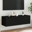 Mueble de TV de pared con luces LED negro 100x35x31 cm